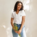 Women's Relaxed V-Neck T-Shirt t-shirt — women's relaxed v-neck organic cotton t-shirt sustainable apparel, front view